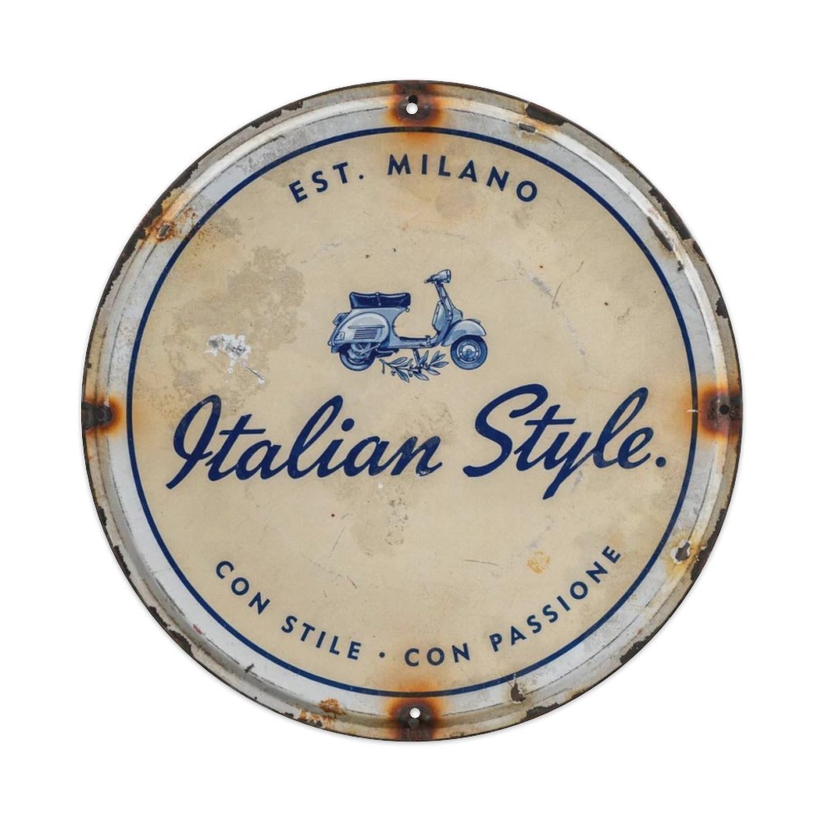 Italian Style. Metal Tin Sign Plaque