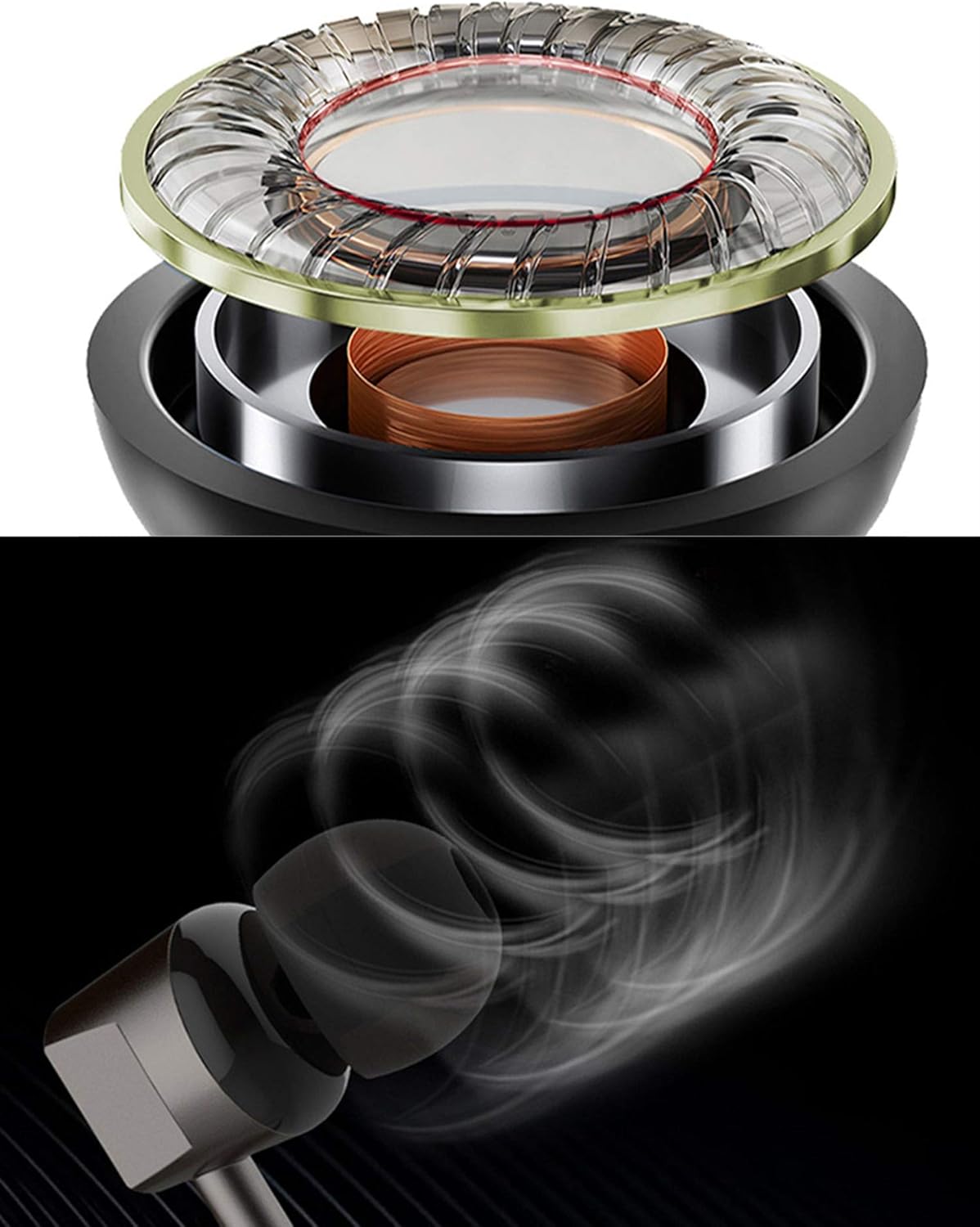 Earbuds, Wired, Soundproofed, Metal Headphones Into Earbass, Excellent Sound Quality, Compatible with Microphone Headphones for Ipone and Mainstream Android Phones