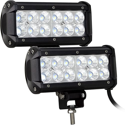 AUXTINGS 2 Piece 7 inch 36W Flood Led Light Bar Off Road Worklamp Driving Lamp for Jeep ATV SUV Mine Boat Off road