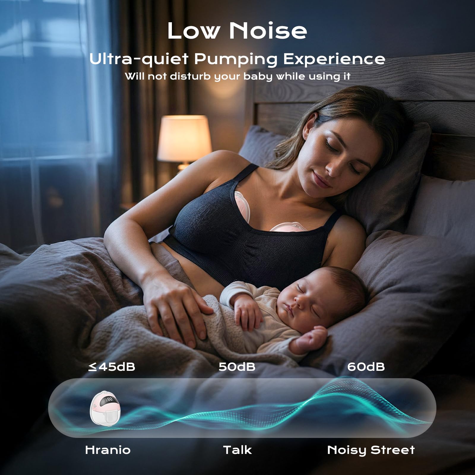Hranio Tire-lait Électrique Portable Mains Libres Avec 4 Modes Et 9 Niveaux, Faible Bruit, Design Discret Pour Pompage En Déplacement, Accessoires De Rechange Inclus (lot 2
