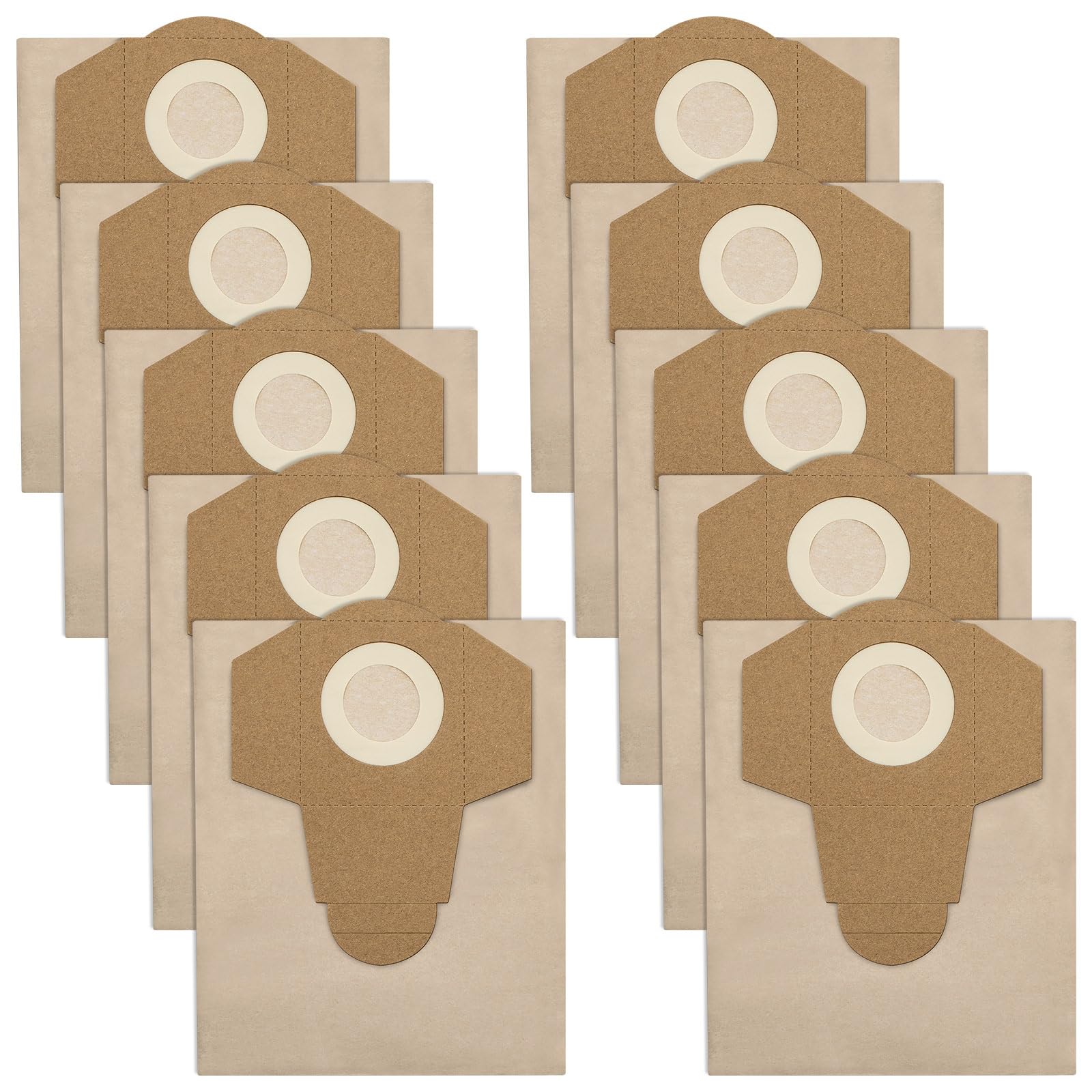 Hezane 10 Pack 20L Vacuum Dust Collection Bags/Replacement Paper Filter Bags Compatible with Einhell Wet & Dry Vacuum Cleaners BT-VC 1250S / INOX 1250S