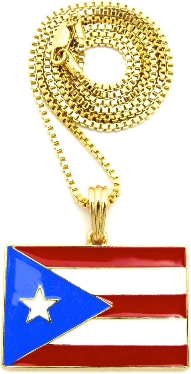 GWOOD Puerto Rico Flag Pendant with Necklace