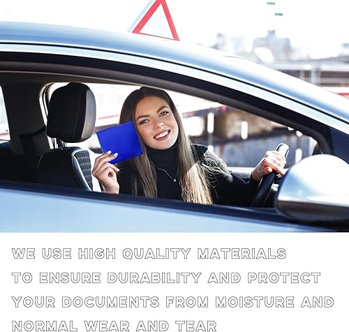 Miniatura 6 de Ziciner 2 soportes para registro y seguro de automóvil, organizador de cuero de 5.2 x 4.7 pulgadas con cierre, soporte esencial para documentos de