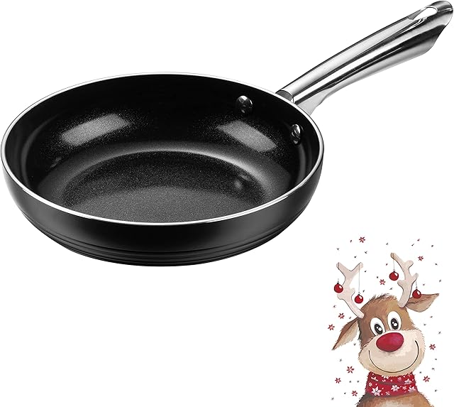 WINSDOM Aluminum Ceramic Non Stick Frying Pan 20cm Small Lightweight Induction Omelette Egg Frying Pan Stainless Steel Handle Oven Proof