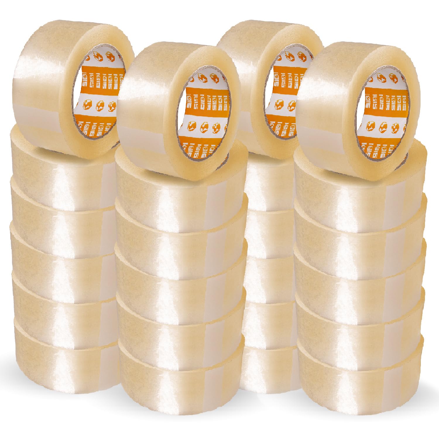 Cinta Embalar, Cinta Adhesiva Transparente, Precinto Embalar, Cinta de Embalar Cajas Mudanza y de Envío, Cinta Embalaje Transparente Ancha 48 mm x 120 m - SIDI (24 uds)