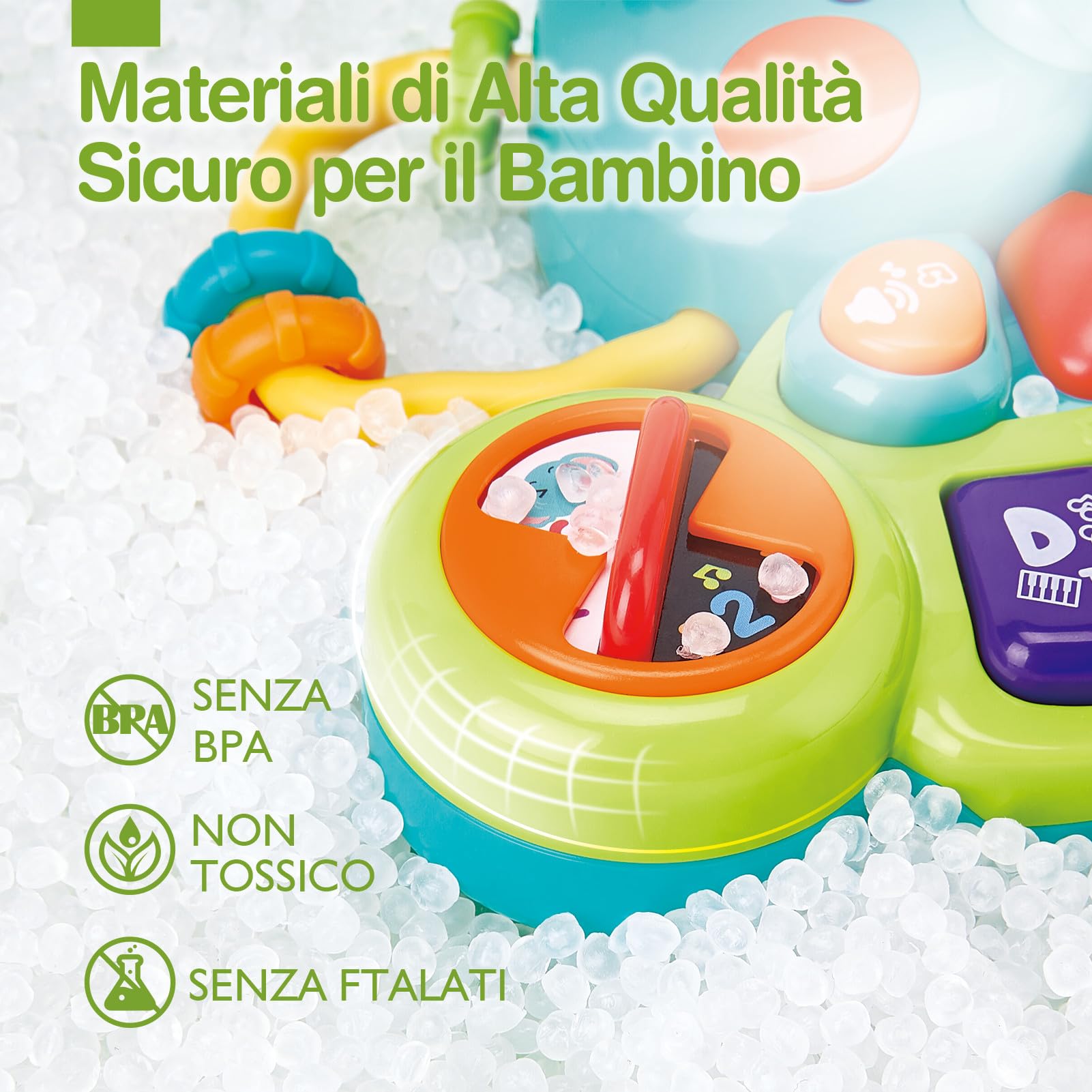 hahaland Giochi Musicali Bambini 6 Mesi - Giocattolo Attività Pianoforte Elefante con Musica e Luci, Pianola Neonato 6 9 12 Mesi Tastiera Educativa Neonata 1 anno
