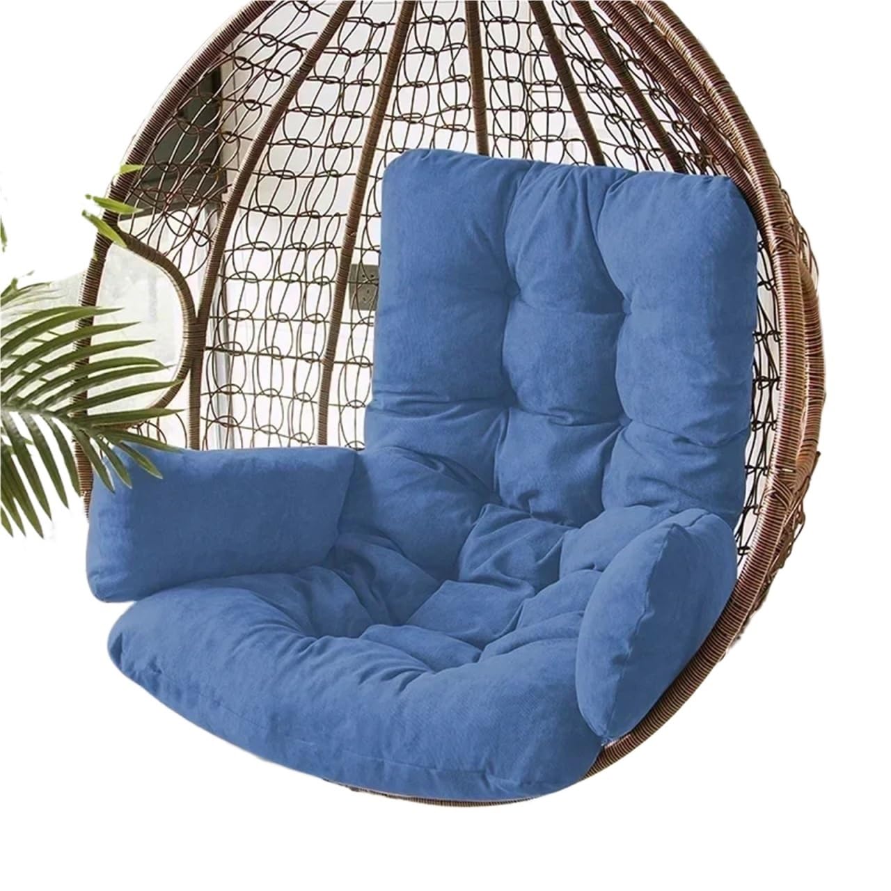 MFWHEFJ Egg Chair Cushion 1PC Thicked Hammock Chair Cushions Soft Pad Cushion with Headrest for Home Garden Indoor Outdoor No Hanging Chair (No Swing)(Blue)