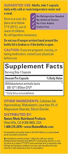 Miniatura 2 de Nature Made Probiotics for Women and Men, Probiotic Capsules 1 Billion CFU from Live Cultures for Immune & Digestive Support, 30 Capsules, 30 Day