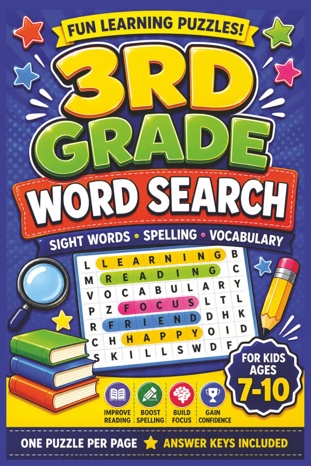 3rd Grade Word Search: Fun Learning Puzzles with Sight Words, Spelling Words, Vocabulary, for Gifts and Everyday Enjoyment