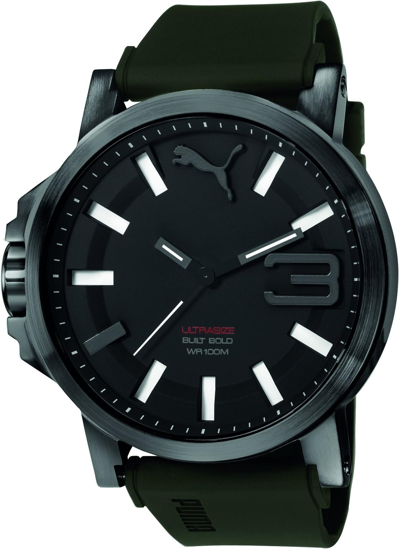 Puma Time Men's Quartz Watch with Black Dial Analogue Display and Silicone Green Strap - PU103911002