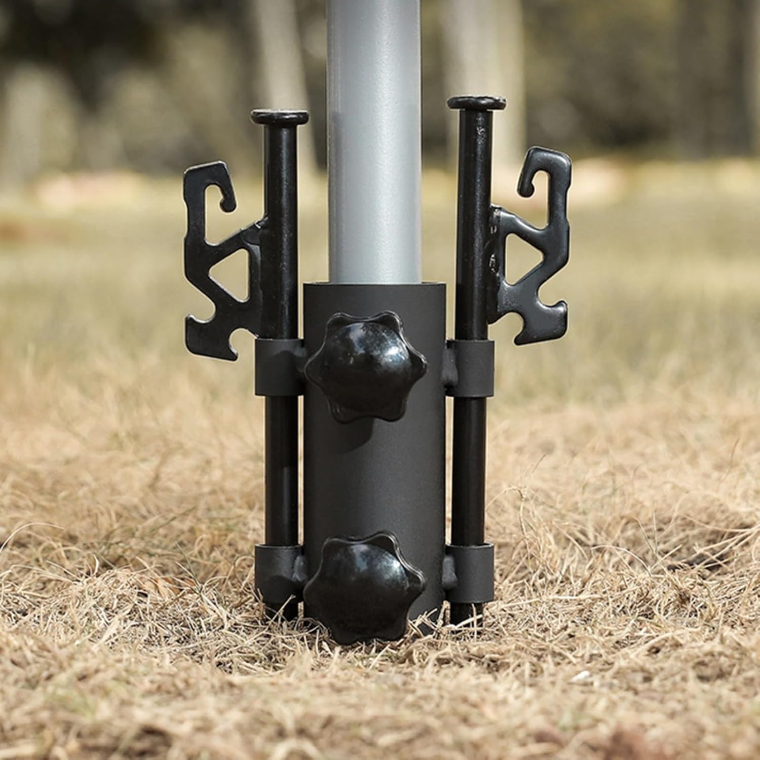Soporte ajustable para toldo de tienda de campaña, soporte de poste de lona, tubo fijo para toldo, soporte negro para tienda de campaña para camping, pesca, senderismo, picnics al aire libre