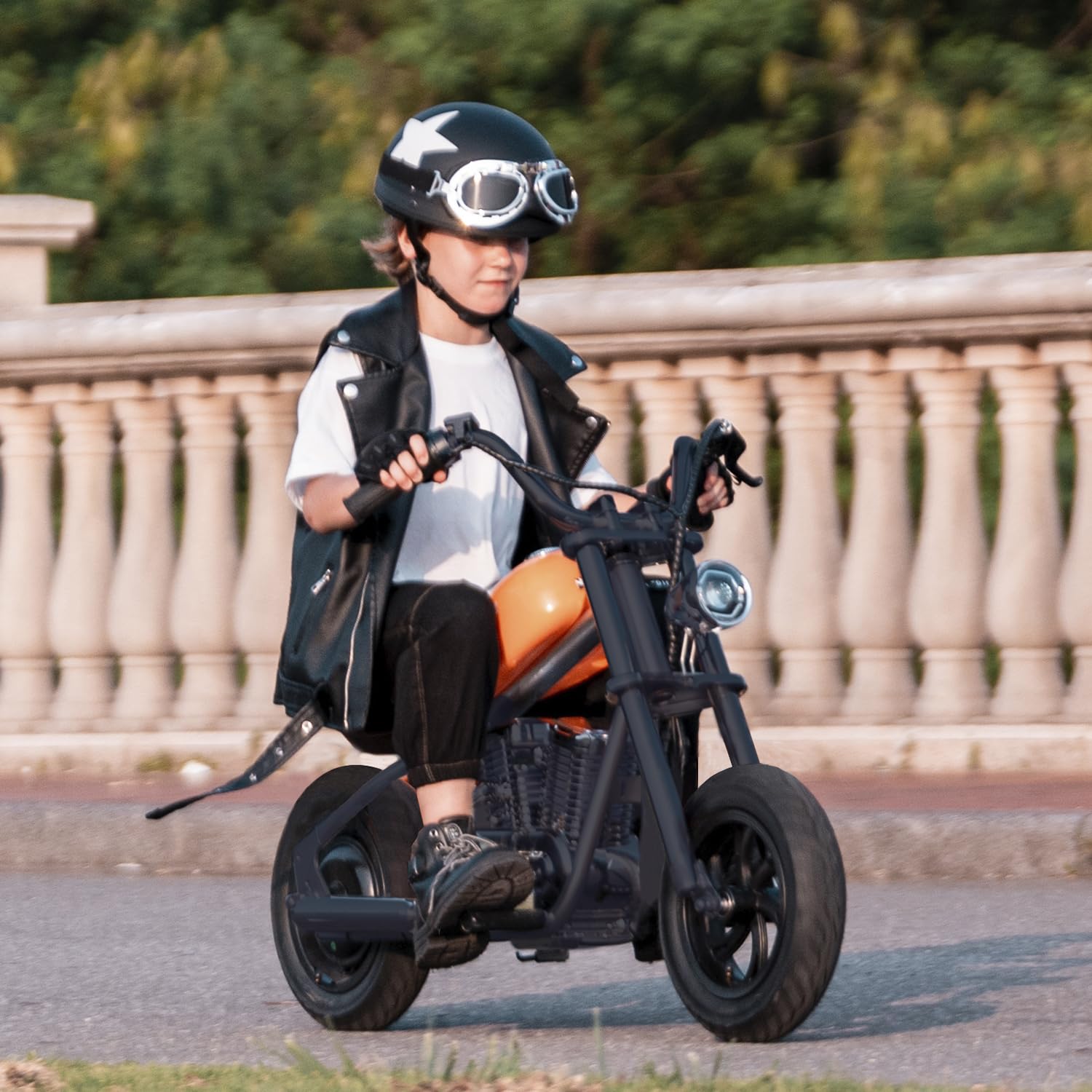 HYPERGOGO Challenger 12 Elektro Motorrad Kinder, Kindermotorrad mit 3 Geschwindigkeiten, max. 16 km/h, bis zu 60 Minuten ununterbrochene Fahrzeit für Kinder/Jugendliche (Grün)