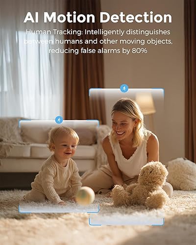 Miniatura 5 de Devo Cámaras inteligentes de interior para seguridad del hogar 2K, 355 Pan-Tilt Human Pet Dog Baby Monitor Cámara con aplicación de teléfono, cámara