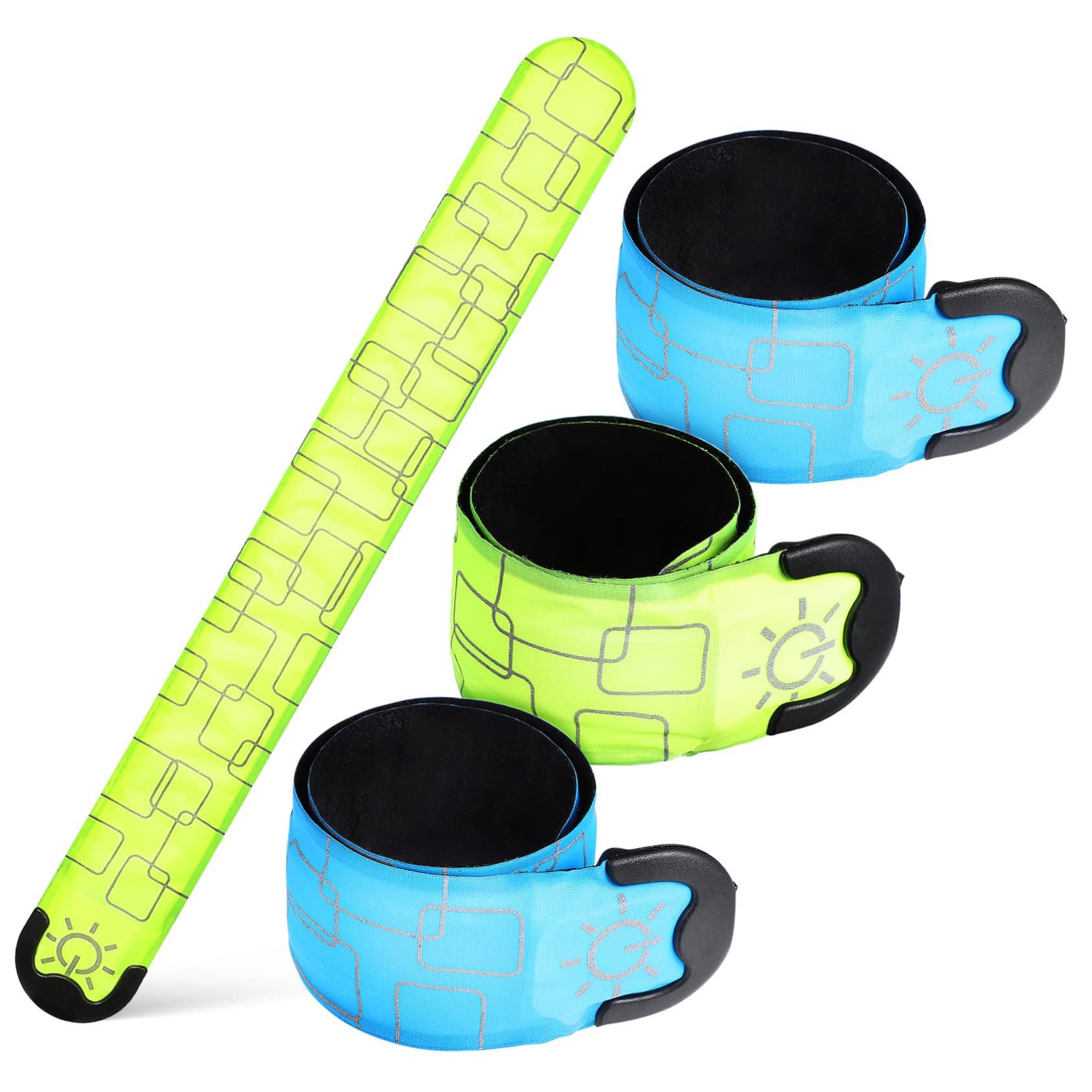HANABASS 4 Pièces Bracelets LED Réfléchissants Rechargeables Lot de Armbands pour Course Cyclisme Activités Nocturnes Verts