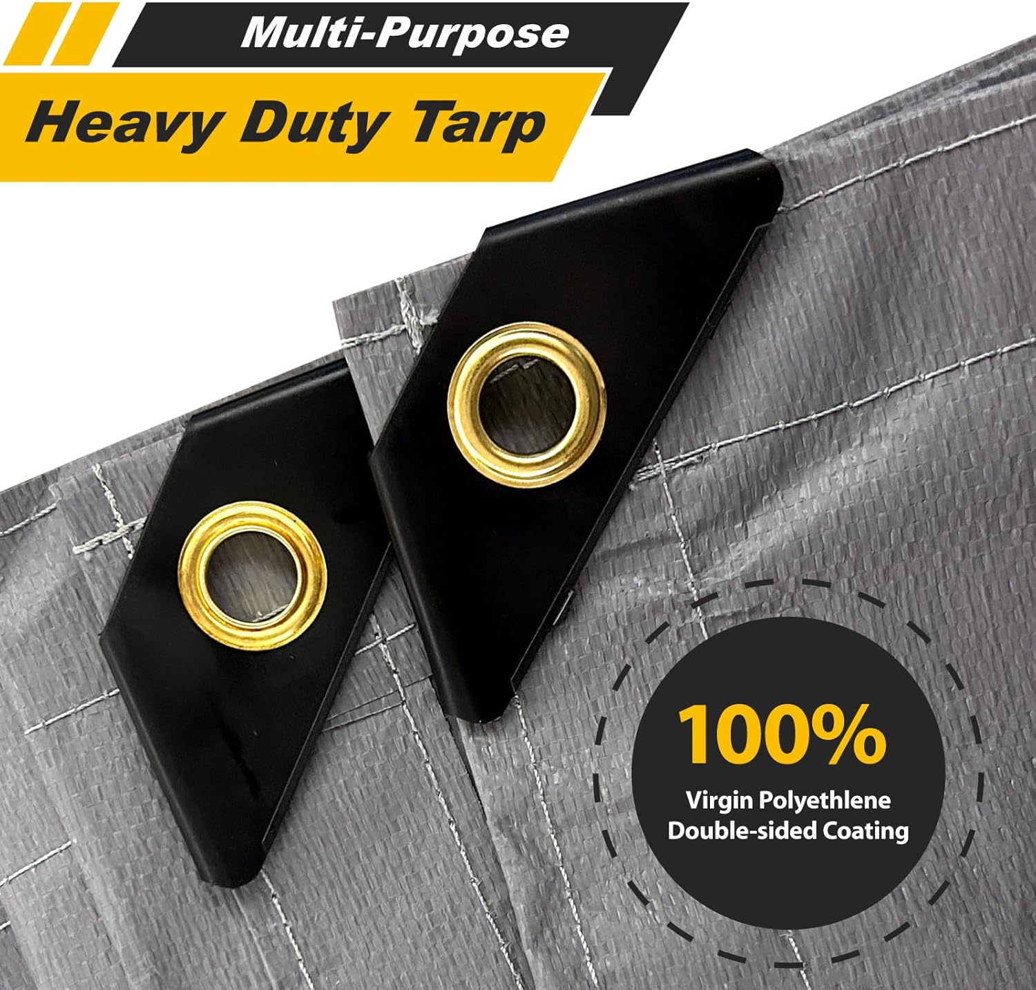 Action Air Heavy Duty Waterproof Tarp, 15x17 Feet, Double-Sided, Gray, 16mil Thickness for Inflatable Bouncer