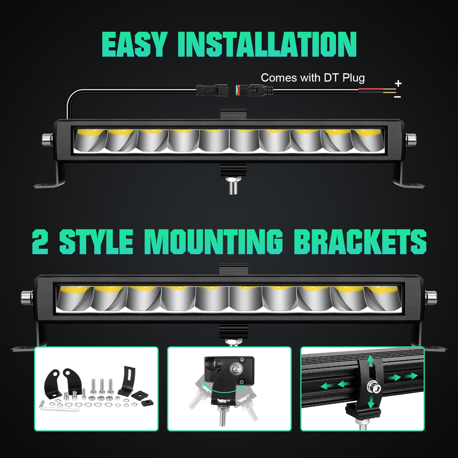 Willpower Barra LED 30cm 12'' 30W Barra de Luz LED 12V 24V Unica Fila Largo Alcance Foco Barras Luminosas LEDs para 4x4 Tractor Coche Camion Barco Offroad, 6000K Bianco, 12V Kit de Cableado