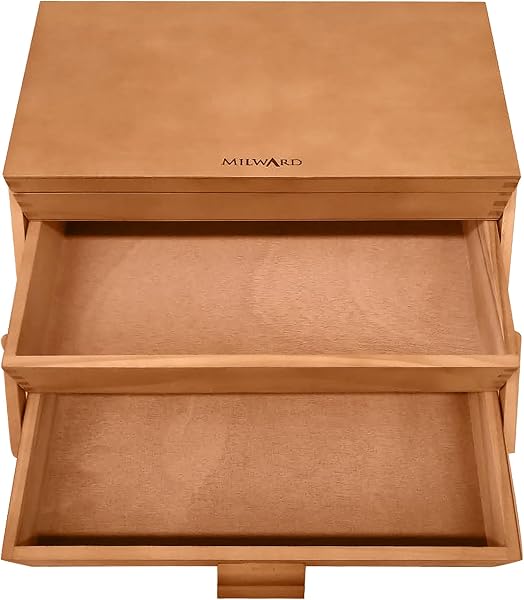 Milward Cantilever Artisanal Box, 3 Shelves, Pine Wood, Shelves for Accessories, Magnetic Closure, 17 x 37 x 22.5 cm - 3