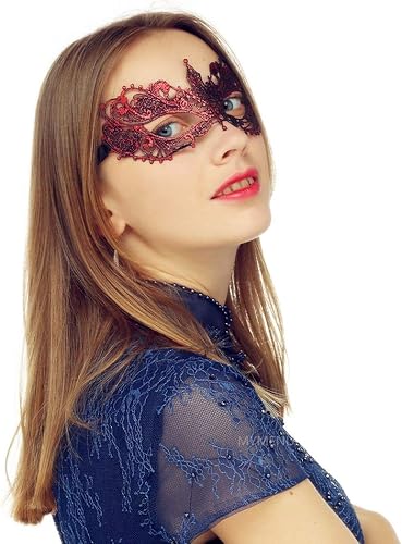 Miniatura 2 de MYMENU Máscara de mascarada para mujeres, máscara de encaje veneciano para ojos para fiesta, baile de graduación, baile, disfraz, Mardi Gras
