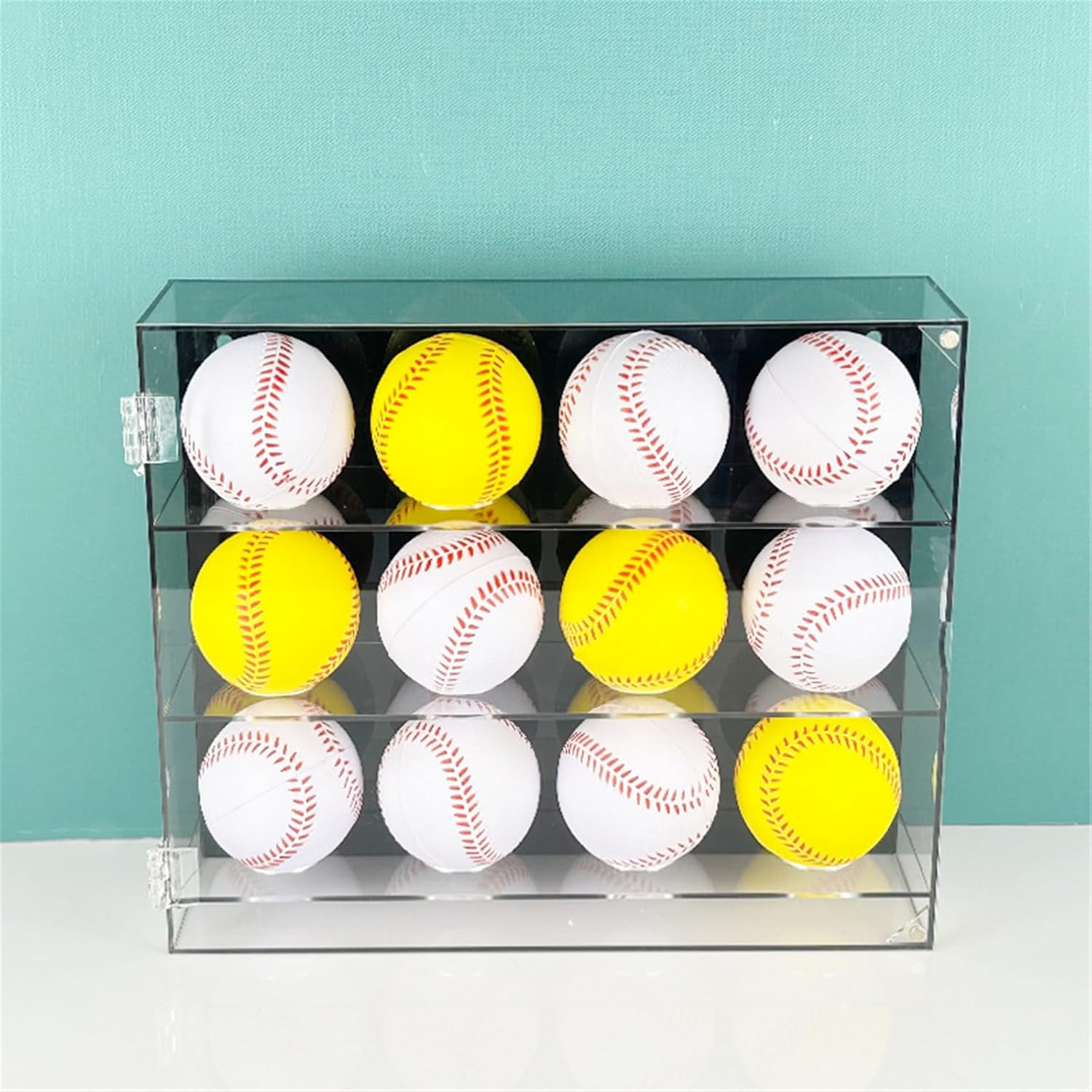 Transparents Acrylic Baseball Holder Display Stand with 12 Compartments Wall Mounted Clear Rack Rectangular Storage Box