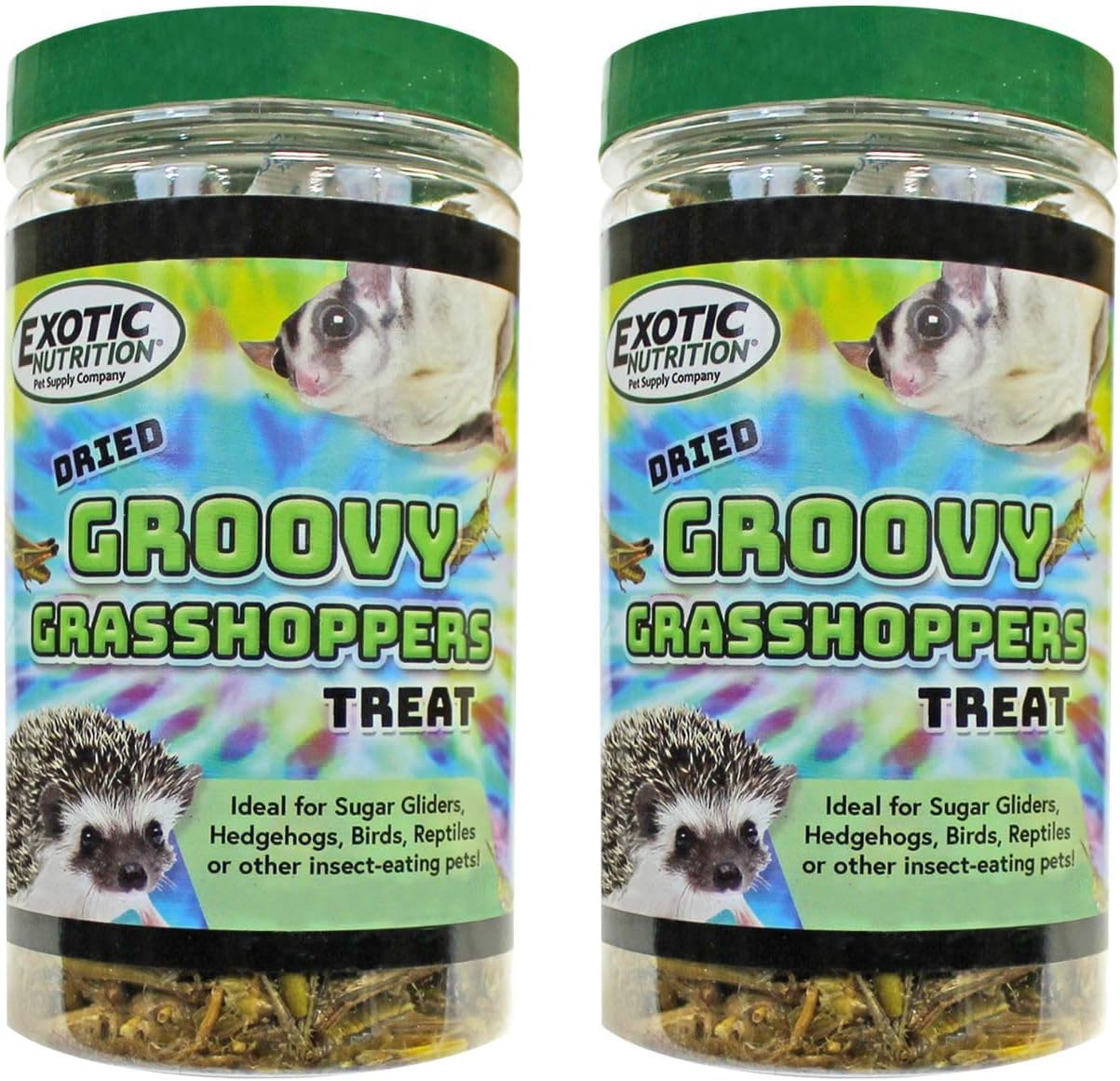 Groovy Grasshoppers (2 PACK)- All Natural Healthy High Protein Insect Treat - Chickens, Birds, Hedgehogs, Bluebirds, Reptiles, Sugar Gliders, Opossums, Skunks, Lizards, Turtles, Amphibians (2.8 oz.)