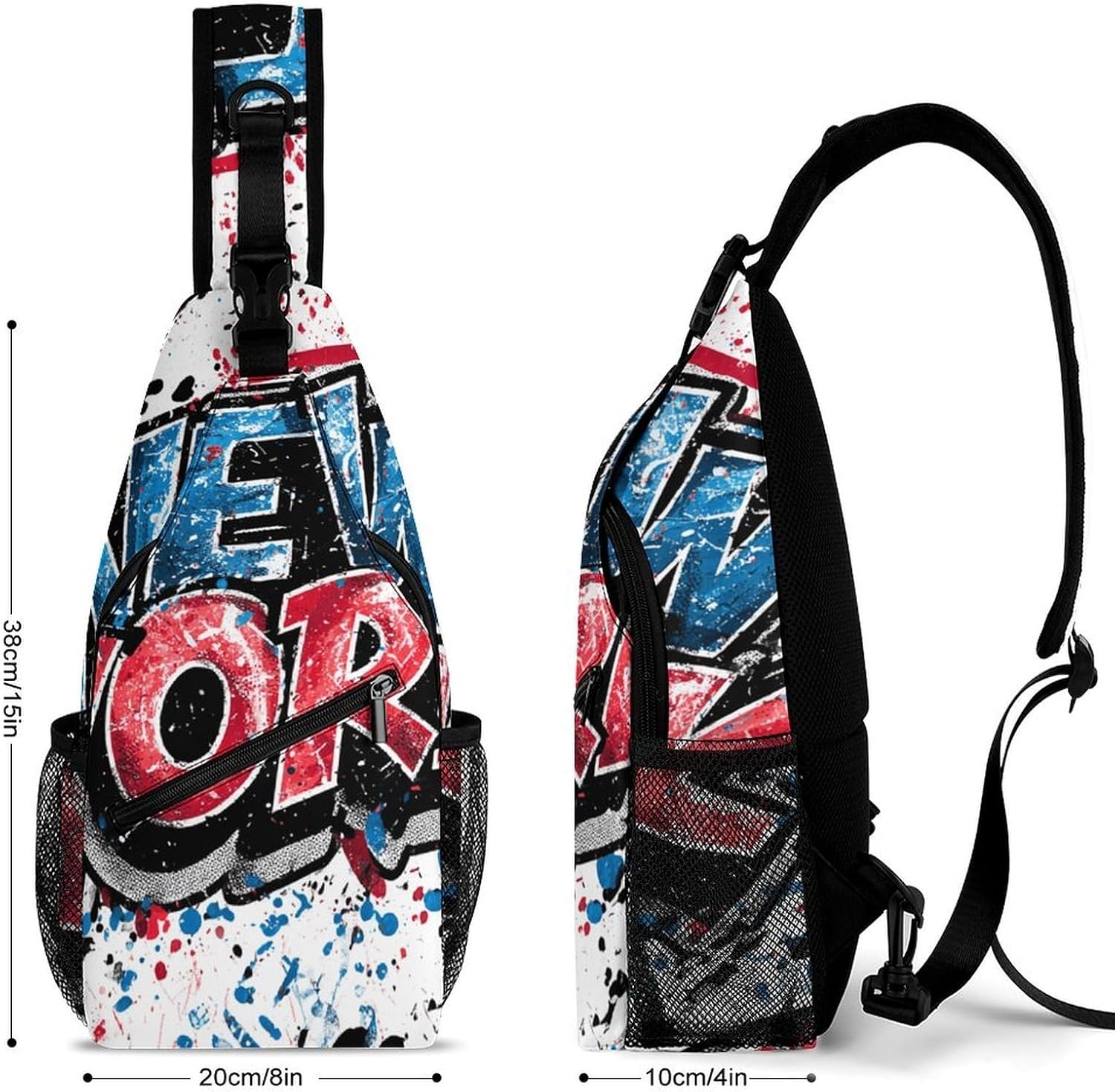 Font NEW YORK Sling Crossbody Bag Lightweight Chest Shoulder Backpack for Outdoor Sports