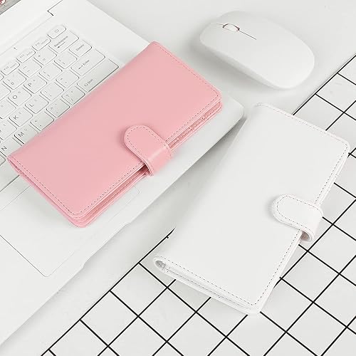 Miniatura 7 de LOLOMLO Cubierta de cuero de la PU para registrar cheques duplicados, soporte de chequera de bloqueo RFID, Blanco, Estilo Billetera