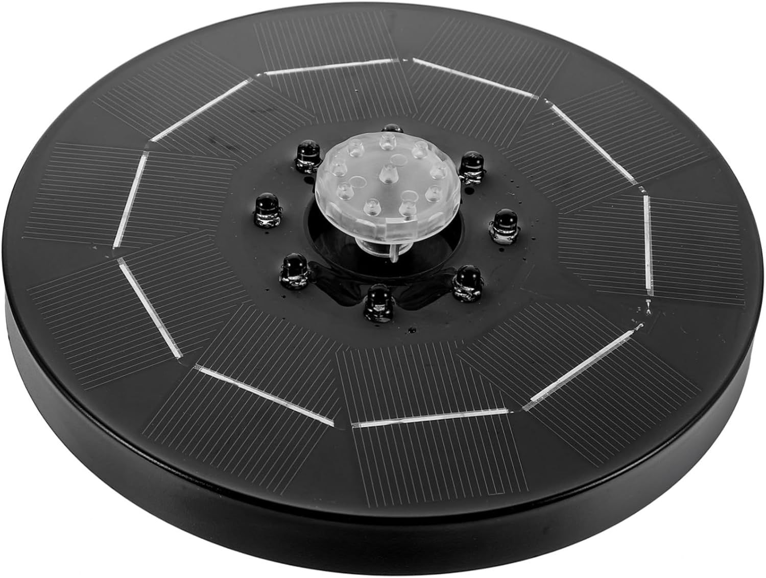 3w Solar Powered Water Pump Fountain with Nozzles for Bird Baths Ponds and Outdoor Gardens Features Led Light and Continuous