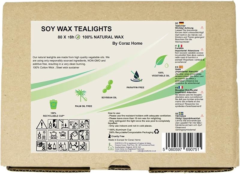 Coraz Home szójawax teafény 80db, illatmentes, paraffinmentes, alumínium pohárban