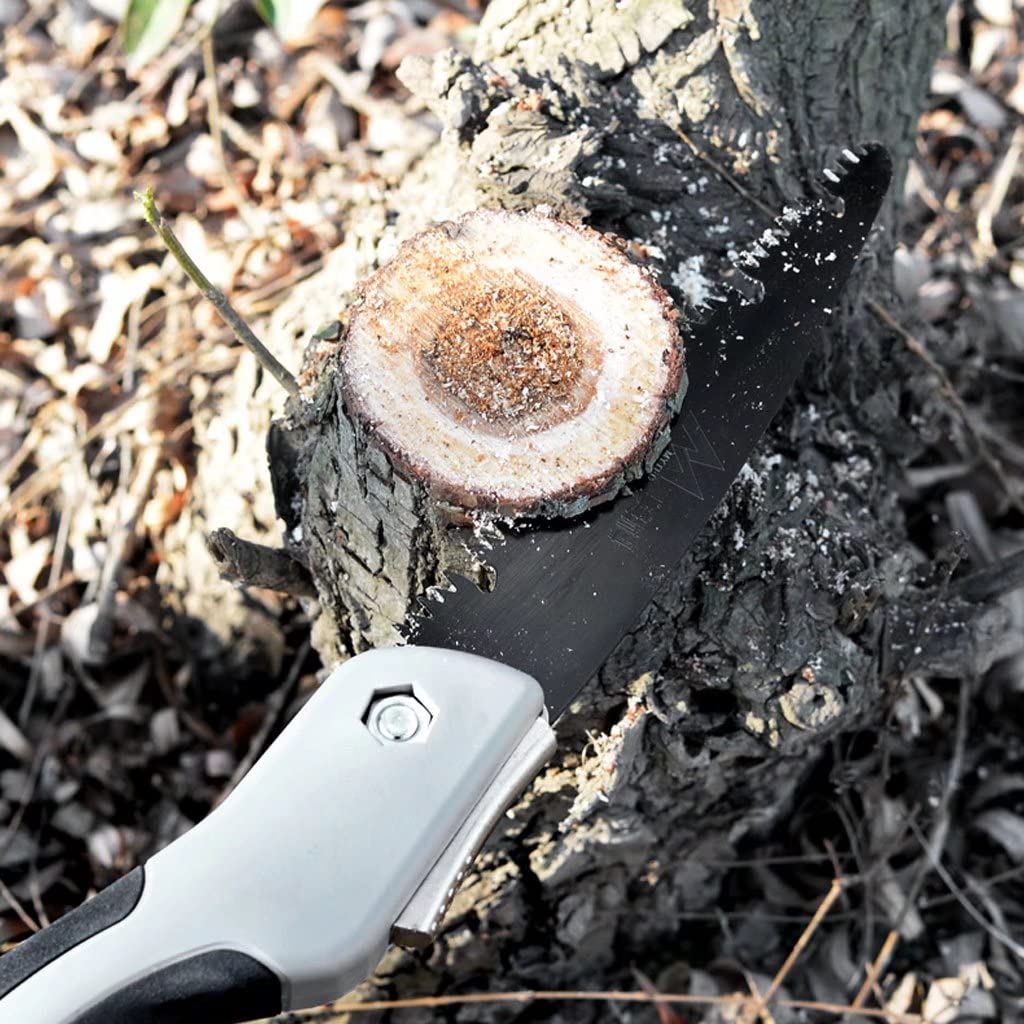 Składana piła do przycinania z wygodnym uchwytem, ​​piła ręczna do drewna, drzew, Bushcraft + Camping, odpowiednia jako piła ogrodowa, piła do przycinania, piła do drewna i piła kempingowa