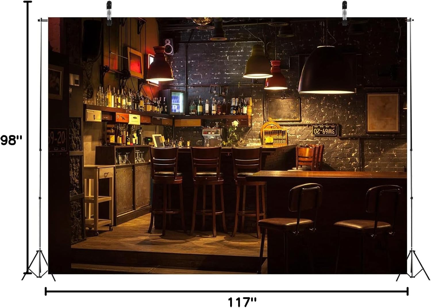 10x8ft Night Bar Fabric Backdrop Modern Speakeasy Wine Glasses Pub Photography Background for Evening Celebration Party Gangsta Film Party Decorations Kids Adults Video Photo Studio Props