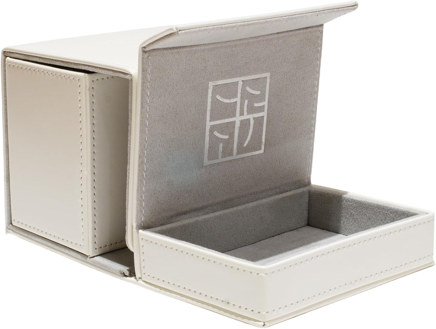 Card Deck Box for Trading Cards Battle Fits 60+ Double-Sleeved Cards anti-loss design for Dice tray and Accessories (white)