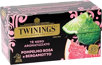 Twinings, Black Tea Flavored Pink Grapefruit and Bergamot, Fresh and Citrus Flavor, Infusions and Herbal Teas, 1 Pack of 25 Filters