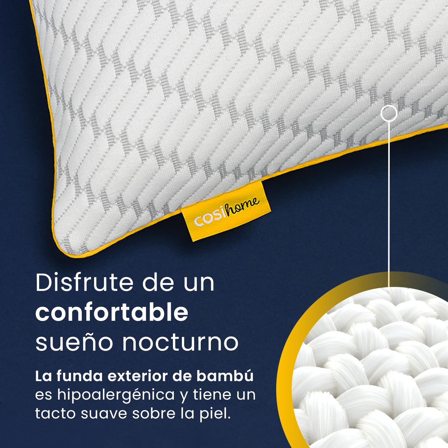 Cosi Home Almohada Viscoelástica Premium 71 x 45 cm Firmeza Ajustable, Transpirable con Funda de Bambú Extraíble y Lavable, Alivia tensión de Cuello y Cervical - Pack de 2