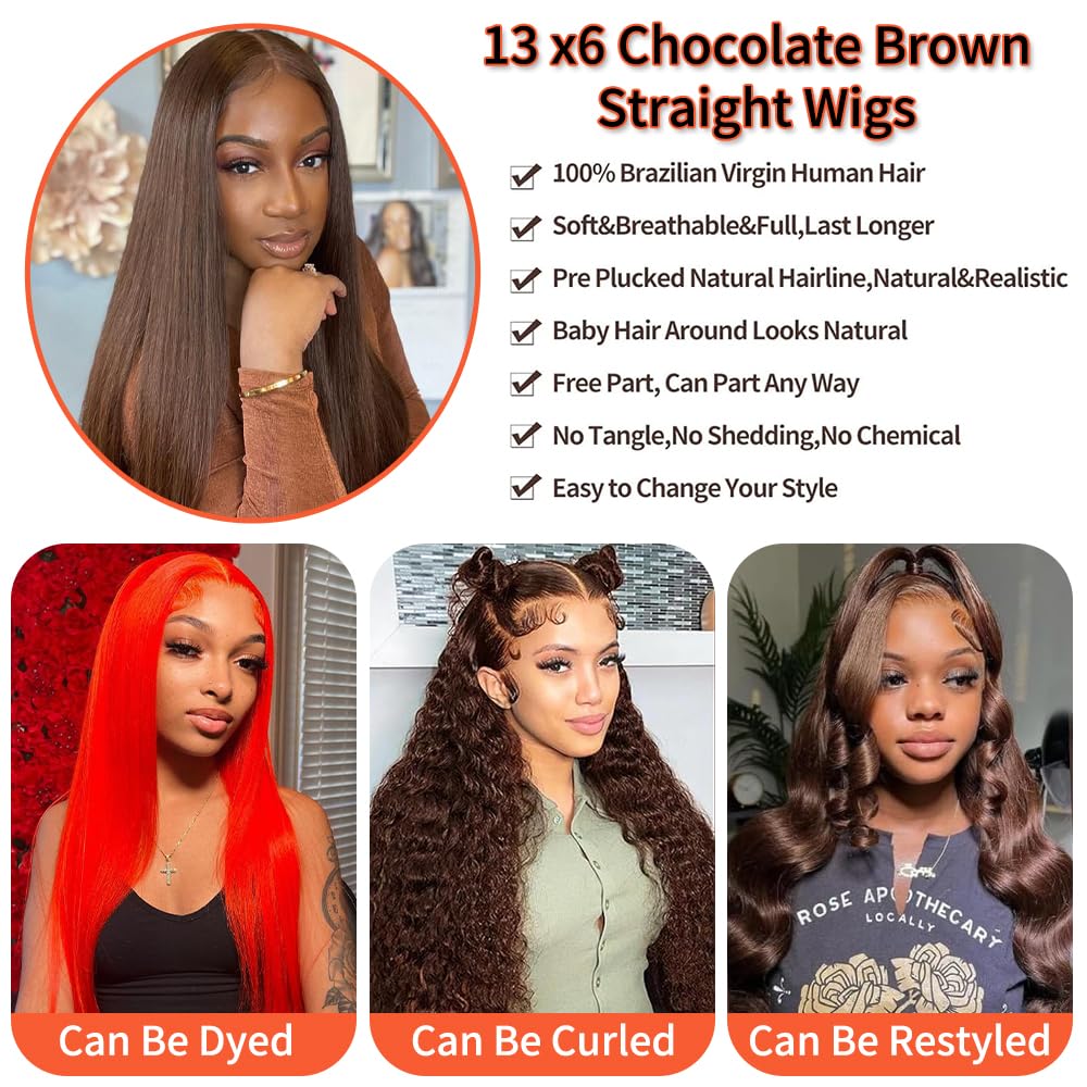 ?24” BROWN STRAIGHT LACE FRONT WIG? *NEW* Amazon.com : LAPONDAI 24 Inch Brown Straight Lace Front Wigs  main image 3