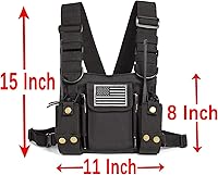 Vista 3 de Funda de hombro de radio para arnés de pecho, chaleco para radio bidireccional, bolsa frontal para walkie talkie con bolsas frontales para Kenwood