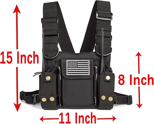 Miniatura 3 de Funda de hombro para radio y arnés de pecho para radio bidireccional, bolsa frontal para walkie talkie con bolsas delanteras para Kenwood Arcshell