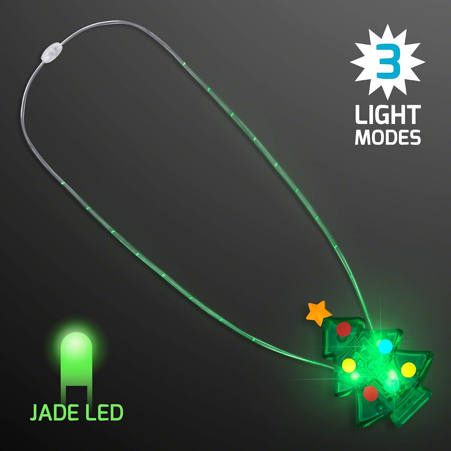 Green Flashing LED Light Up Christmas Tree Necklace