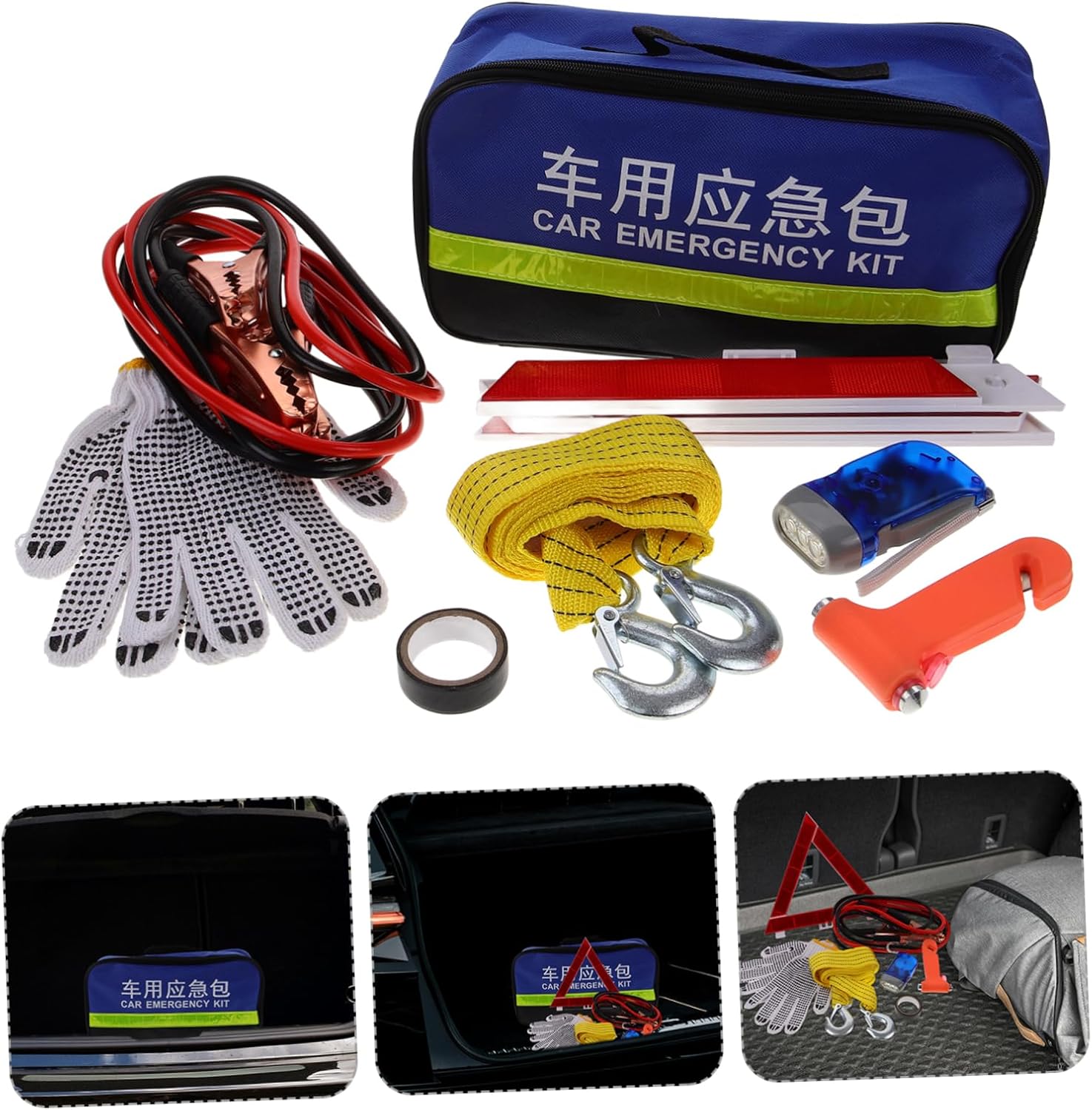Ciieeo Emergency Roadside Kit for Vehicles Compact Automotive Tool Set with Multi-Functional Accessories for Travel Inspections and Emergency Situations