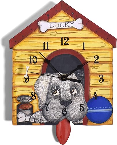 Lucky Dog - Reloj de pared con péndulo, hecho a mano en los Estados Unidos