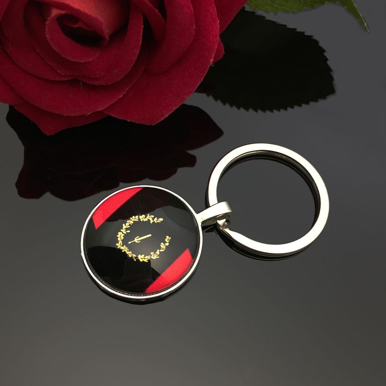 African American Heritage Flag Keychains - African American Flag Keychains for Men and Women - African American Flag Cabochon Glass Keychain
