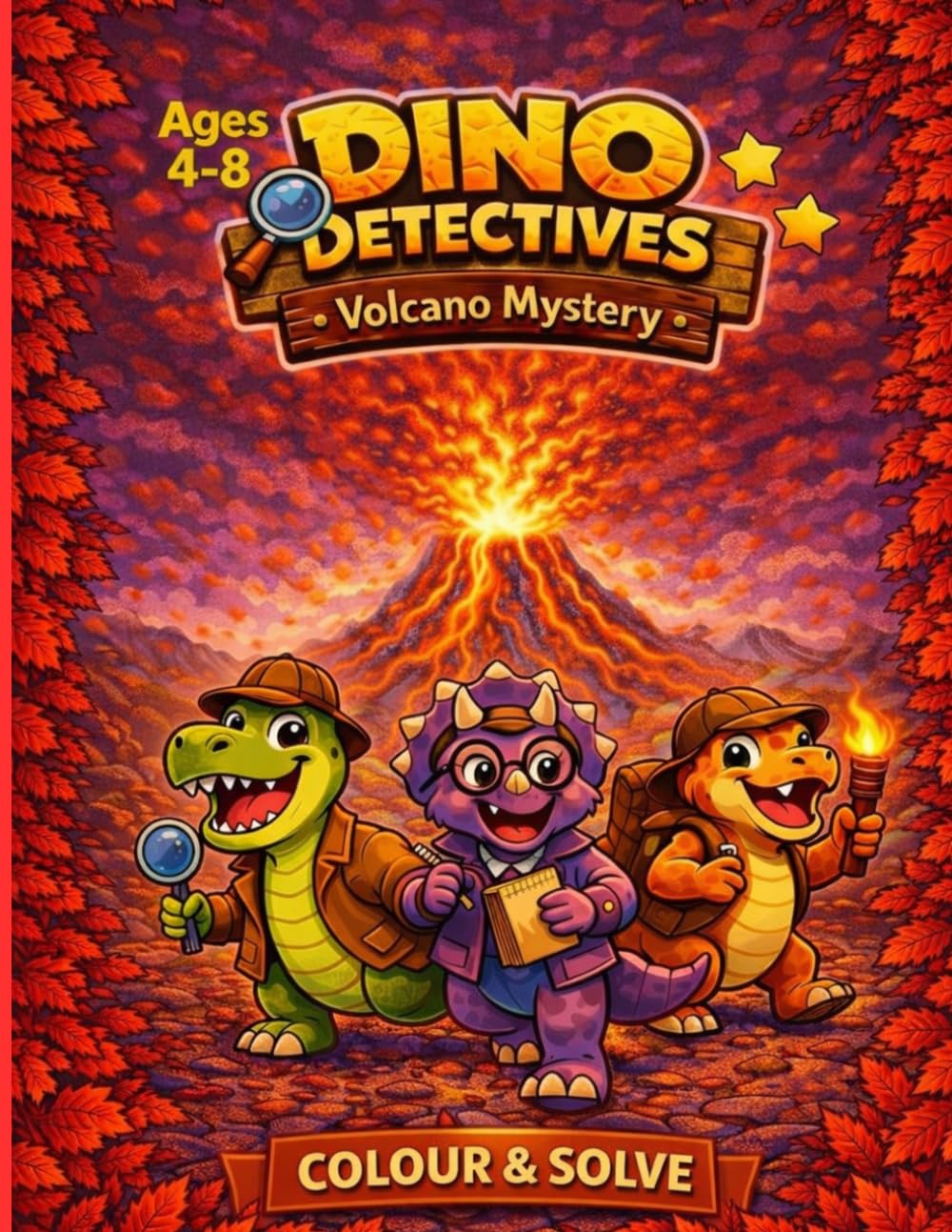 Dino Detectives: Volcano Mystery: A Colour & Solve Adventure Book for Kids Aged 4-8