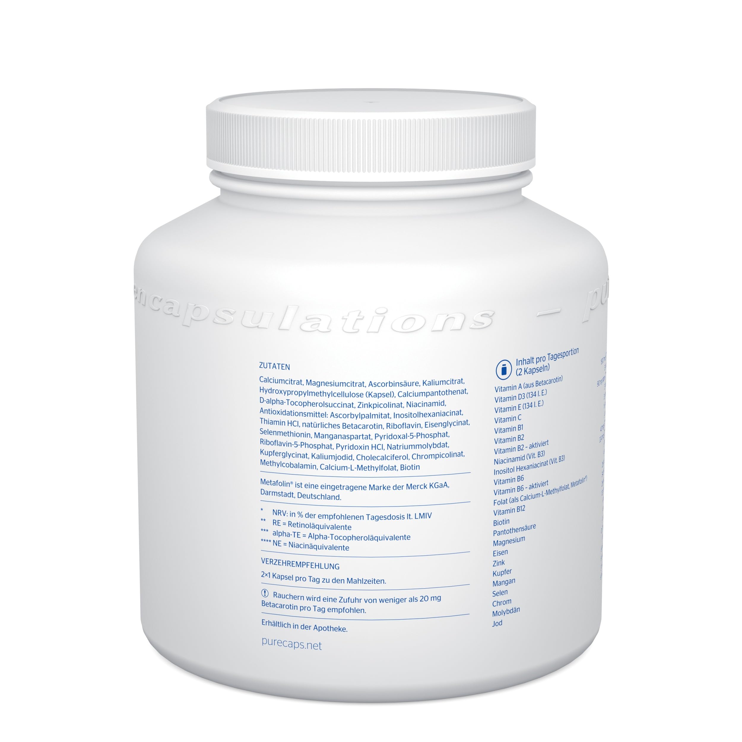 Pure Encapsulations - All-in-One Plus - Multivitamin - B-Vitamine, Vitamin C, D und A, Biotin, Zink, Magnesium, Selen, Jod - Vitamine, Mineralstoffe & Nahrungsergänzungsmittel - 180 Kapseln