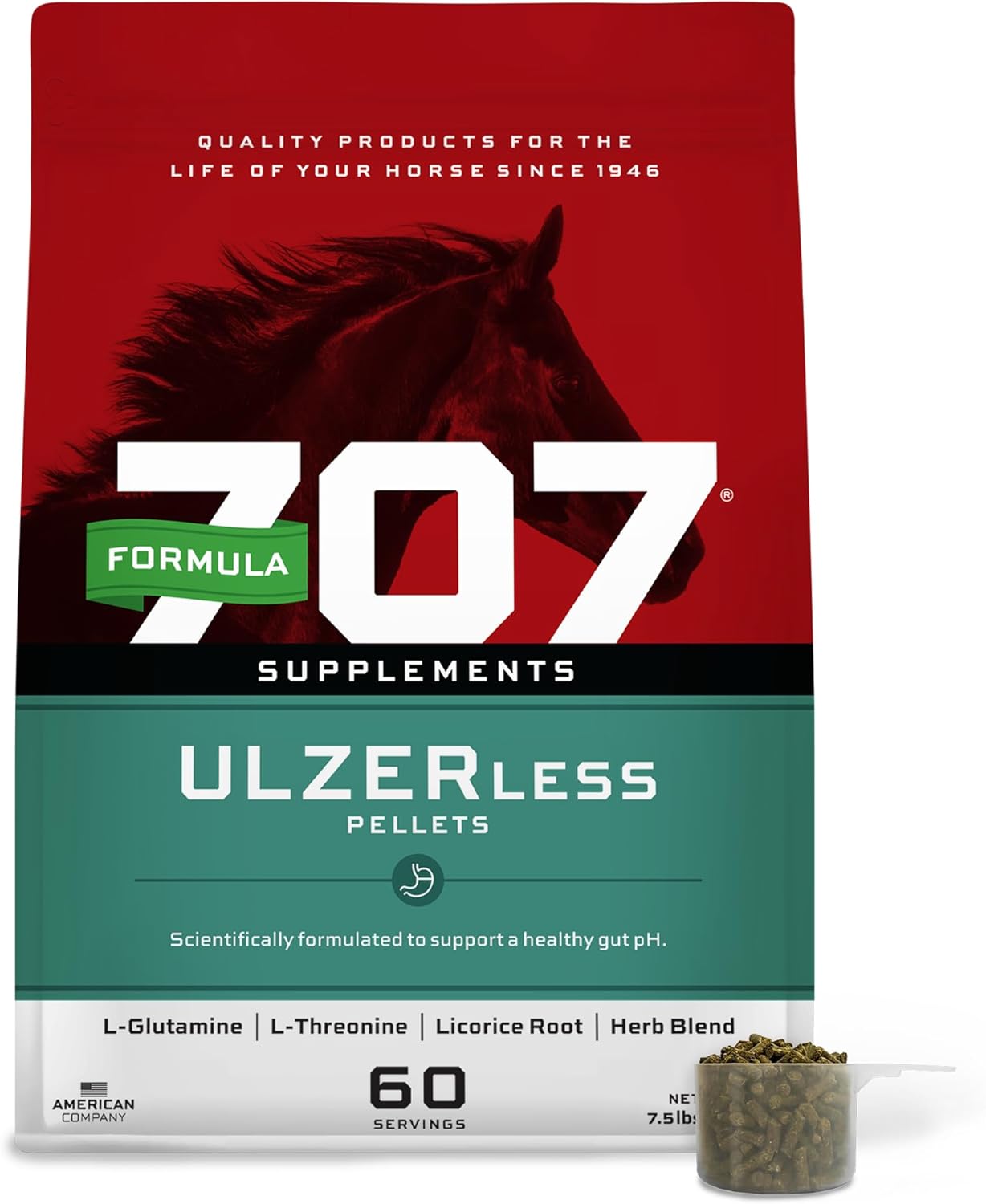 Formula 707 ULZERless Equine Supplement, 7.5lb Bag – Natural Gut Support for Horses with Ulcer Risk Factors