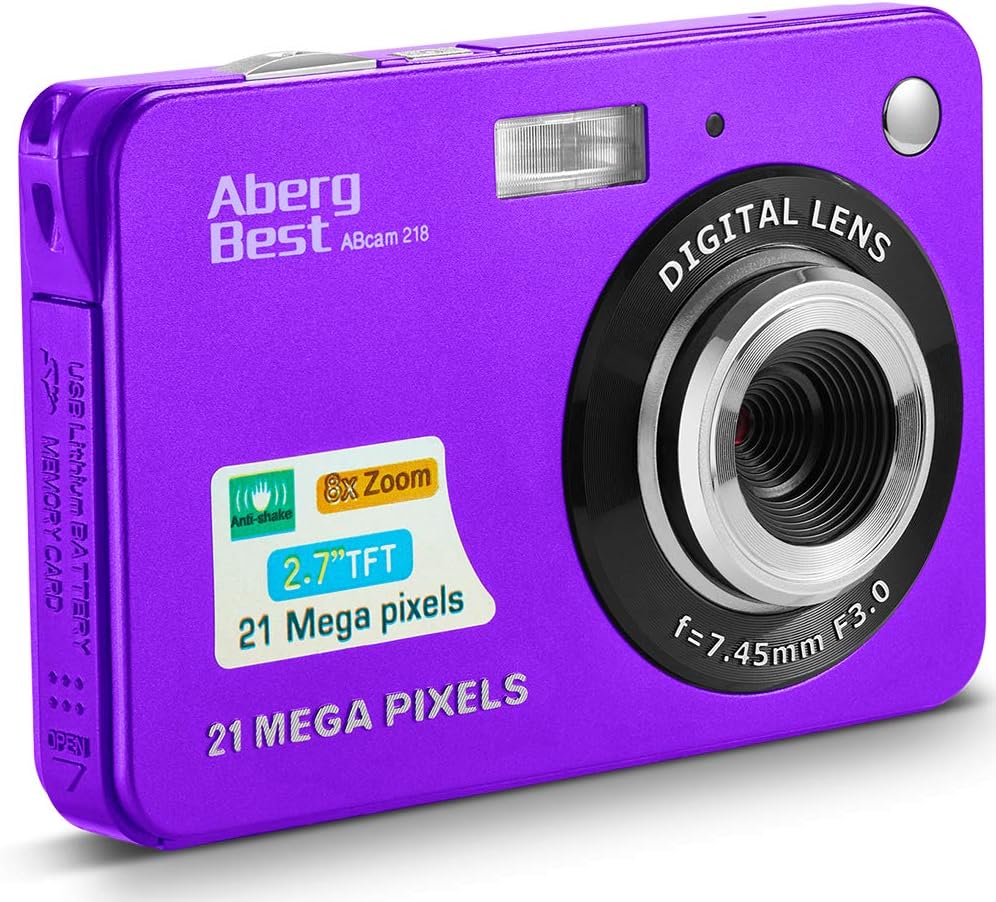 Digital Camera, AbergBest Mini Kids Digital Cameras for Teens with 8X Zoom HD 720P Compact Camera with LCD Screen for Students, Boys, Girls, Kids