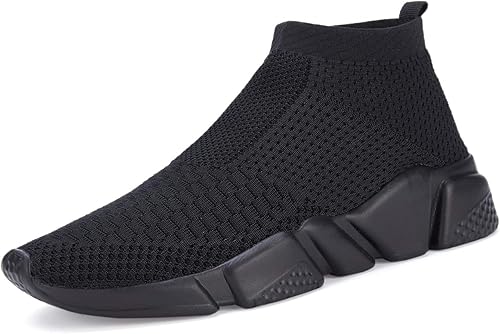 Santiro Mens Walking Shoes Breathable Knit Slip On Sneakers Lightweight Athletic Gym Shoes Casual Running Tennis Shoes