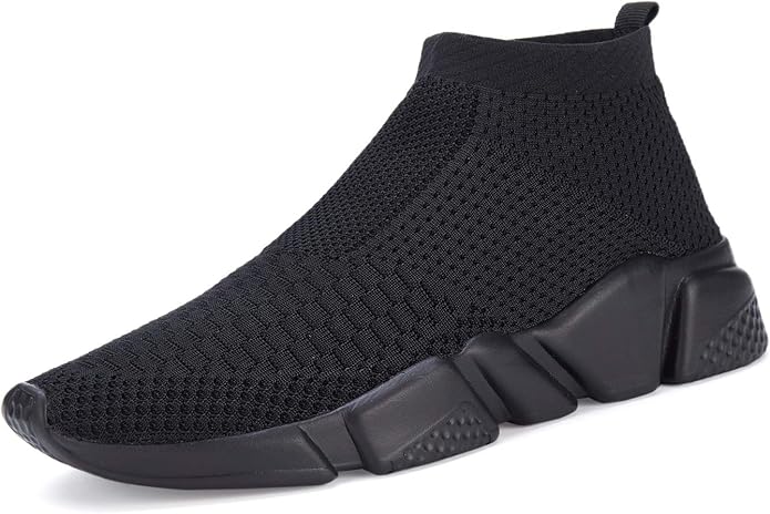 Santiro Mens Walking Shoes Breathable Knit Slip On Sneakers Lightweight Athletic Gym Shoes Casual Running Tennis Shoes