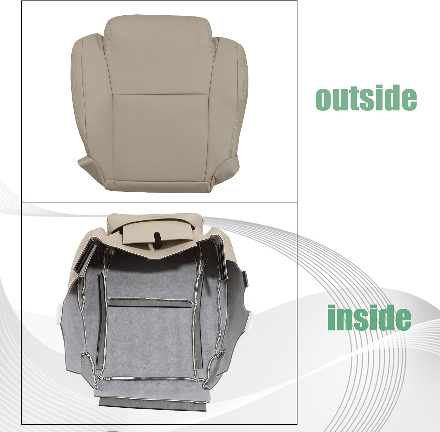 Priprilod Leather Driver Side Bottom Replacement Seat Cover Tan（#44） Compatible with Toyota Tundra Sequoia 2007 2008 2009 2010 2011 2012 2013