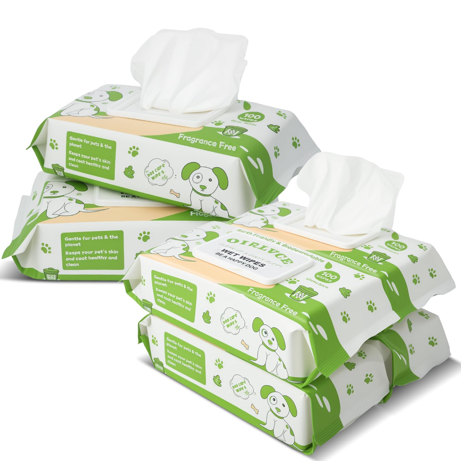 OIRLVCE 600Pcs Pet Wet Wipes, Hypoallergenic, Cleaning and Hydrating, for Full Body, Eye Wipes, Ear Wipes, bum & paw, Fragrance Free, Dog Grooming Wipes