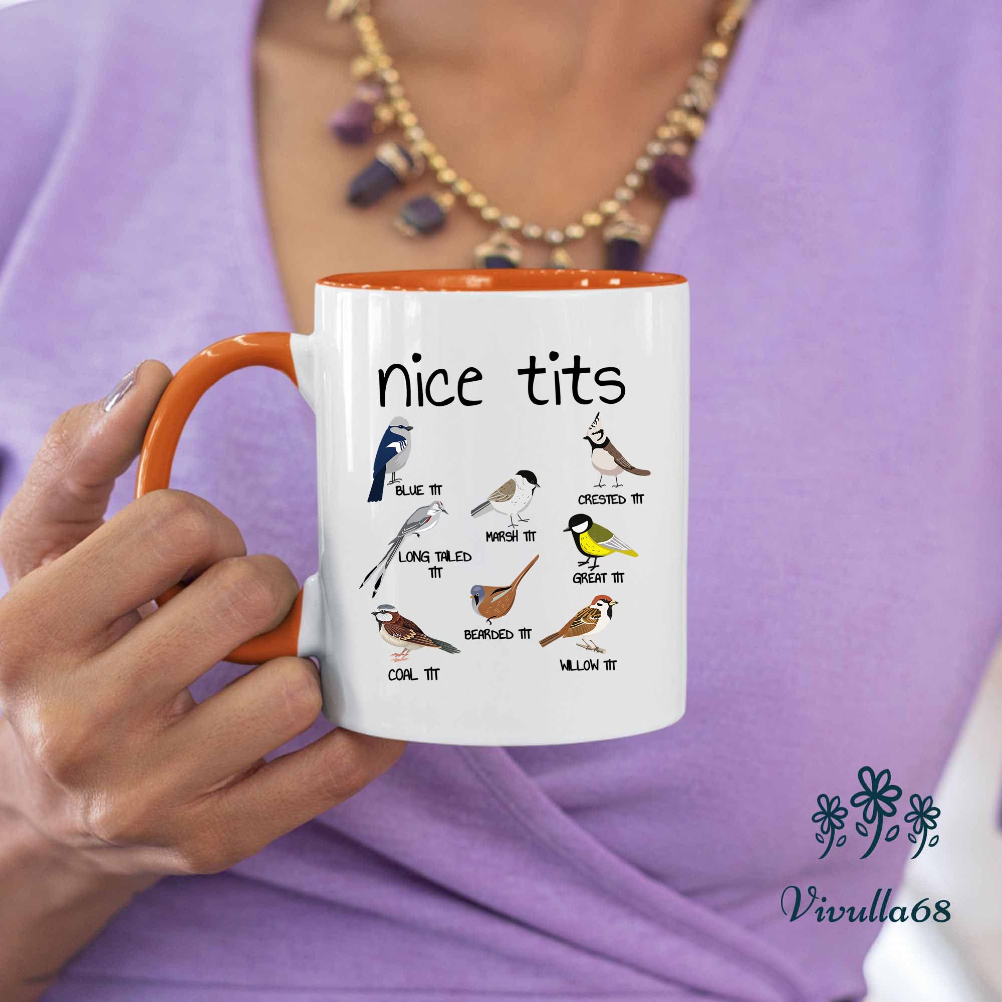 Vivulla68 15oz Nice Tits Coffee Mug - Funny Bird Watching Mug, Birthday Gift for Father & Friends