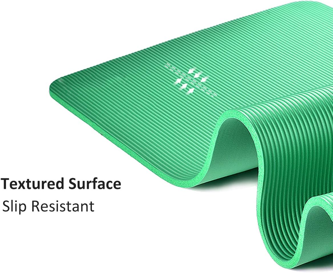 PROMIC Exercise Yoga Mat All-Purpose 1/2 inches Extra Thick 72 inches Long High Density Anti-Tear Non-Slip Exercise Pilates Mat with Carrying Strap for Fitness, Workout Equipment